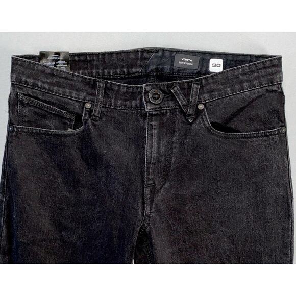 Volcom Vorta Slim Straight Stretch Denim Skate Jeans. Washed Black, Men's 30X32 - Picture 6 of 9
